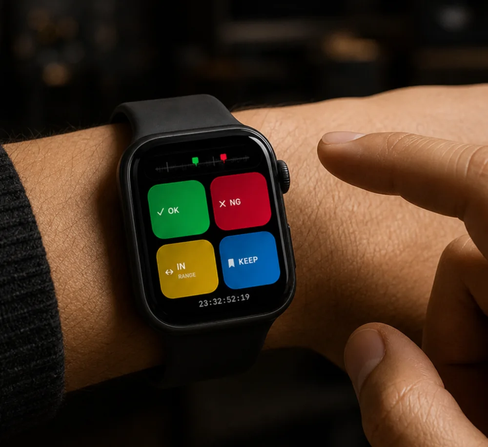 在 Apple Watch 上轻触 oktake 四色标记按钮